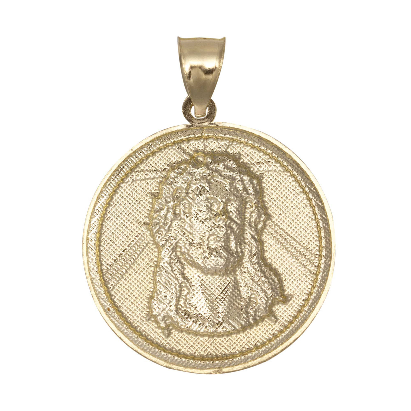 1 1/2" Jesus Face Diamond Cut Medallion Pendant 10K Yellow Gold