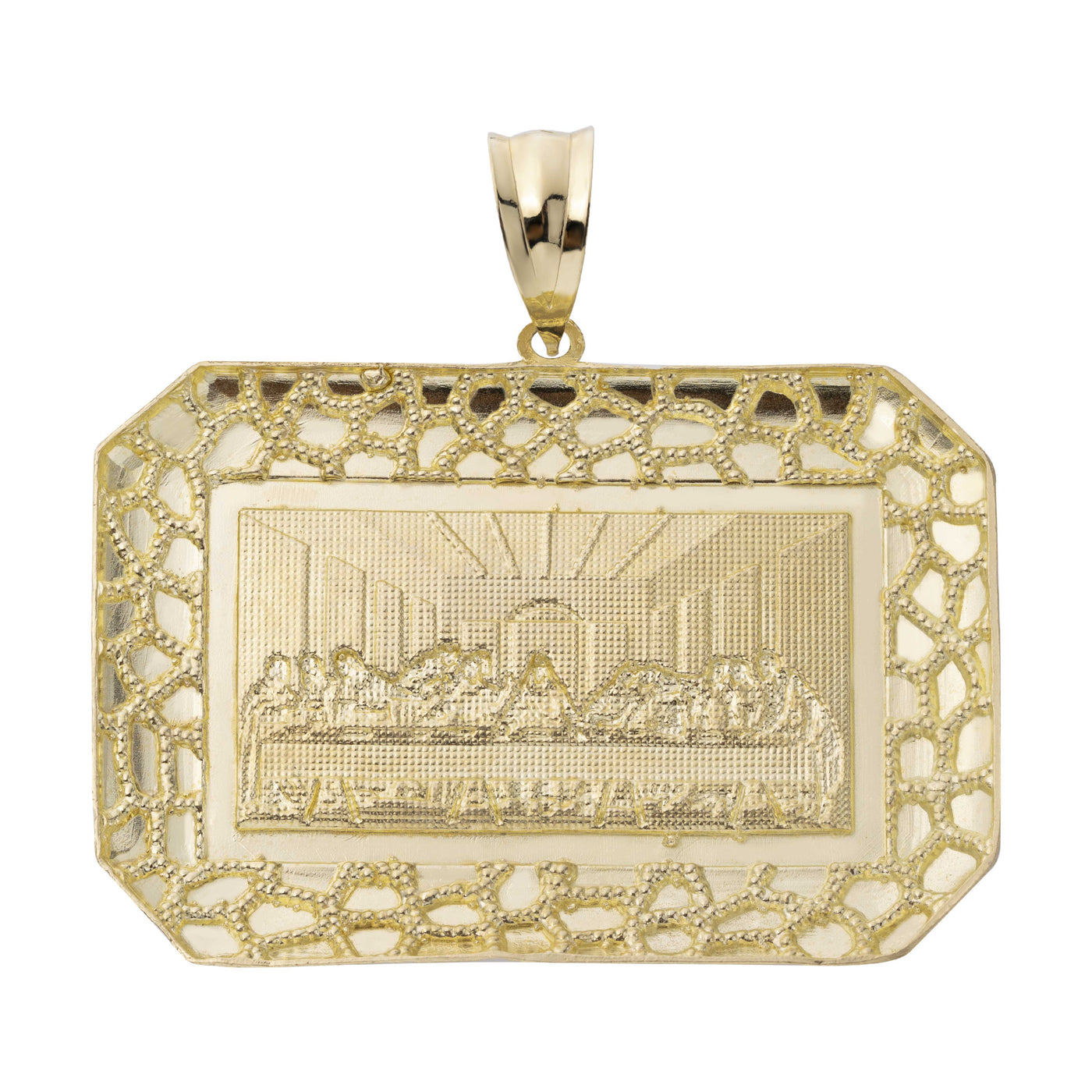 Nugget-Frame Last Supper Pendant Solid 10K Yellow Gold