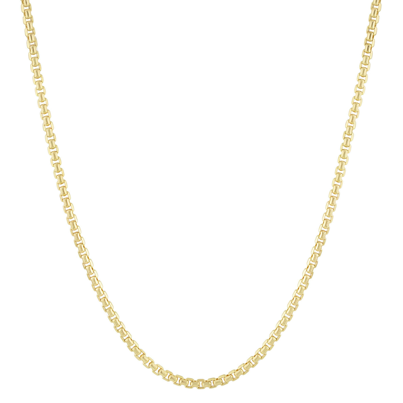 Women's Round Box Link Chain Necklace 14K Gold - Hollow