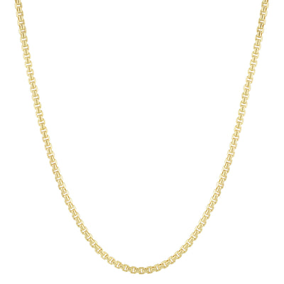 Women's Round Box Link Chain Necklace 14K Gold - Hollow