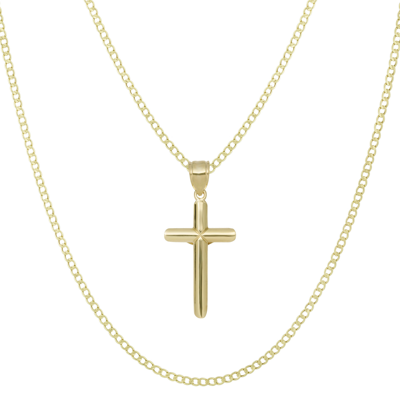 1 3/4" Jesus Cross Crucifix Pendant & Chain Necklace Set 10K Yellow White Gold