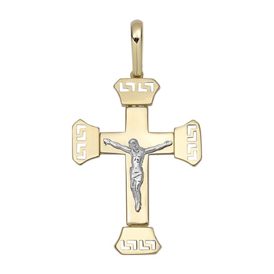 1 3/4" Byzantine Crucifix Jesus Cross Pendant 10K Yellow Gold