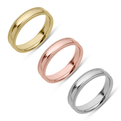 Low-Dome Milgrain Comfort Fit Wedding Band Gold - Solid