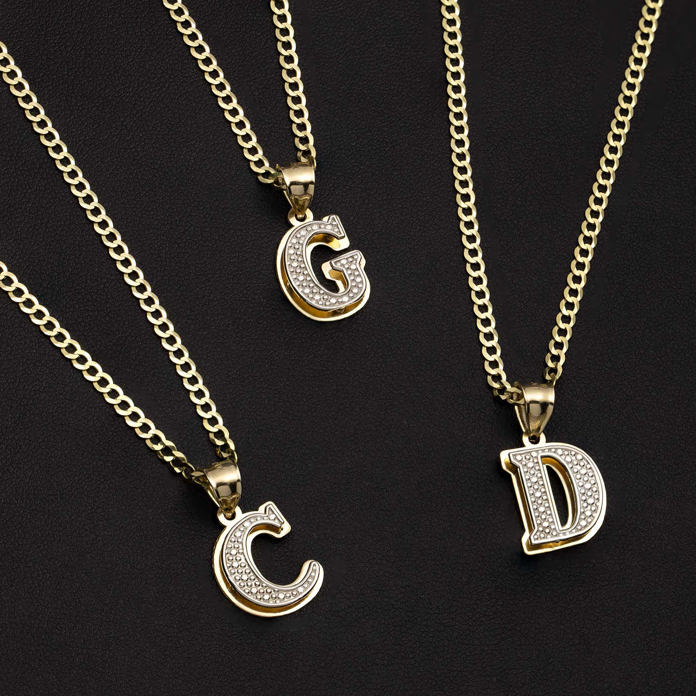 Women's Diamond-Cut Initial Pendant Necklace 10K Yellow White Gold