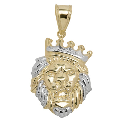 2" Diamond-Cut Roaring Lion Pendant 10K Yellow Gold