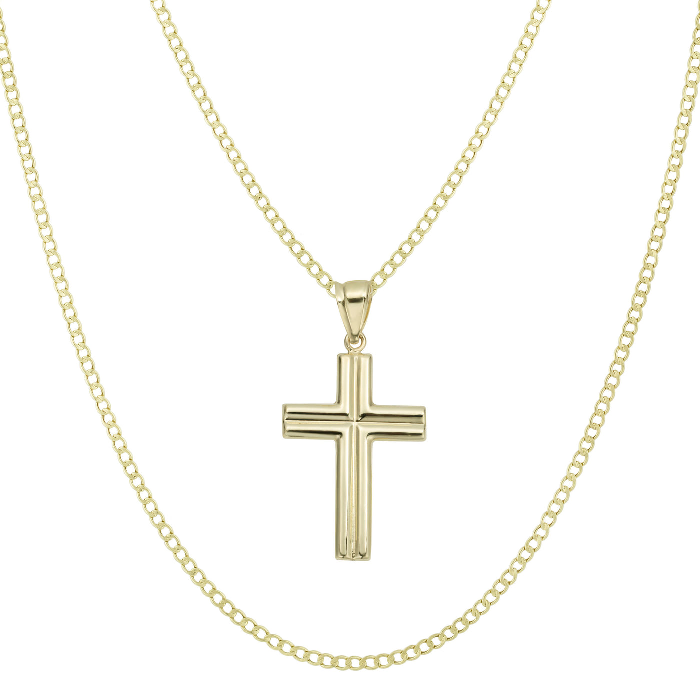 1 3/4" Jesus Crucifix Cross Pendant & Chain Necklace Set 10K Yellow White Gold