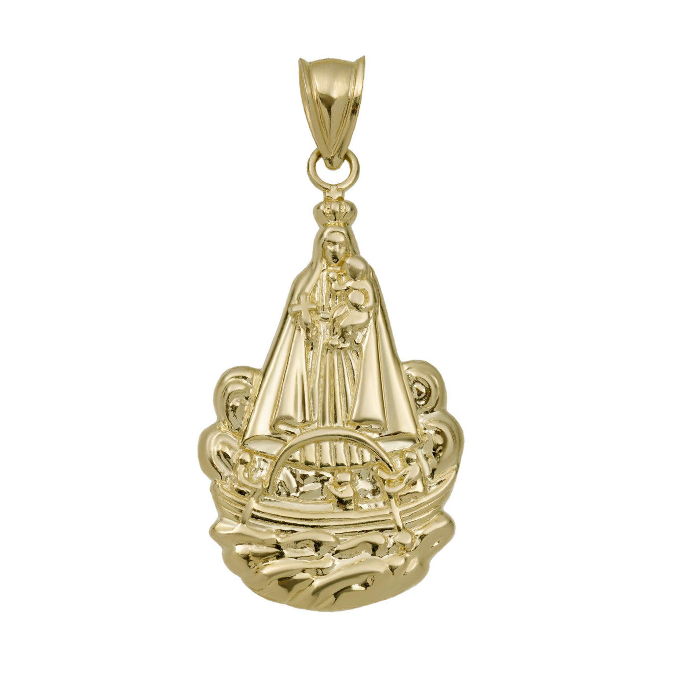 Lady Guadalupe Virgin Mary and Jesus Pendant 10K Yellow Gold