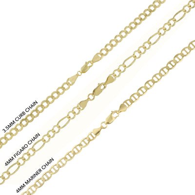 1 3/4" CZ Egyptian Queen Nefertiti Head Pendant & Chain Necklace Set 10K Yellow Gold