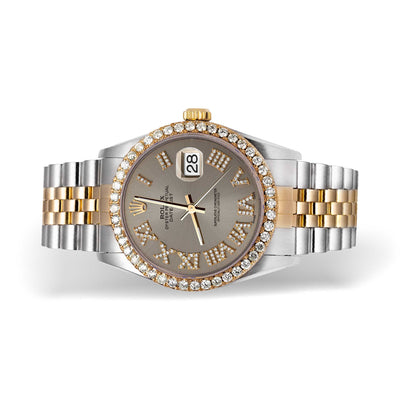 Rolex Datejust Diamond Bezel Watch 36mm Sundust Roman Dial | 2.15ct