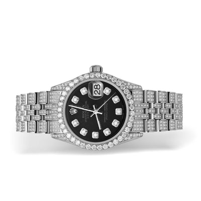Rolex Datejust Diamond Bezel Watch 31mm Black Dial | 6.75ct