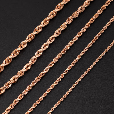 Rope Chain Necklace 10K Rose Gold - Hollow