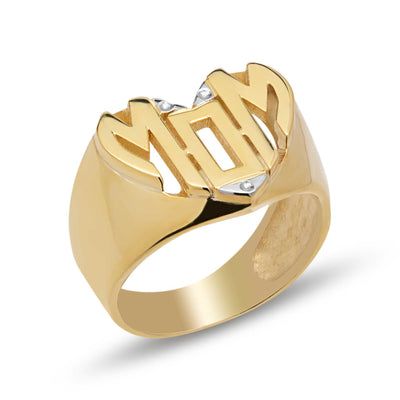 Initial Heart Signet Ring 14K Gold - Style 29