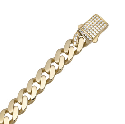 Baguette CZ St. Jude Cuban Link Chain Bracelet 10K Yellow Gold