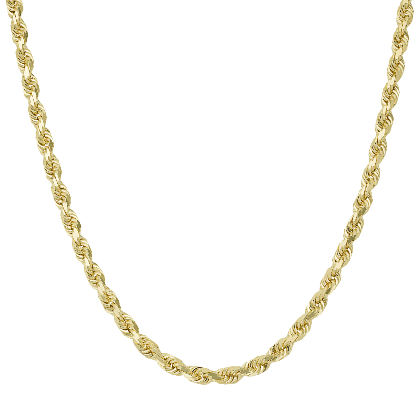 Rope Chain Necklace 14K Yellow Gold - Solid