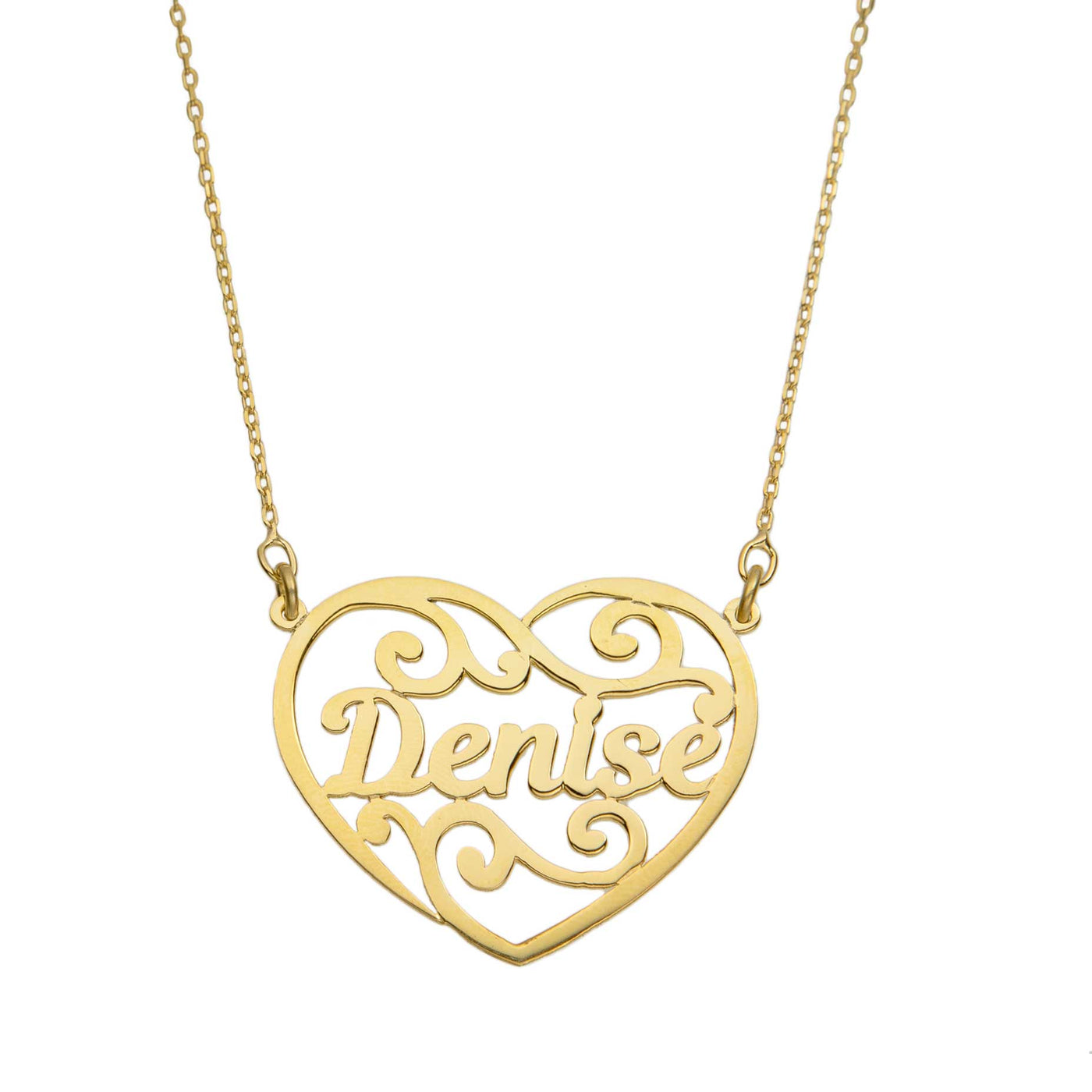 Ladies Heart Name Plate Necklace 14K Gold - Style 169