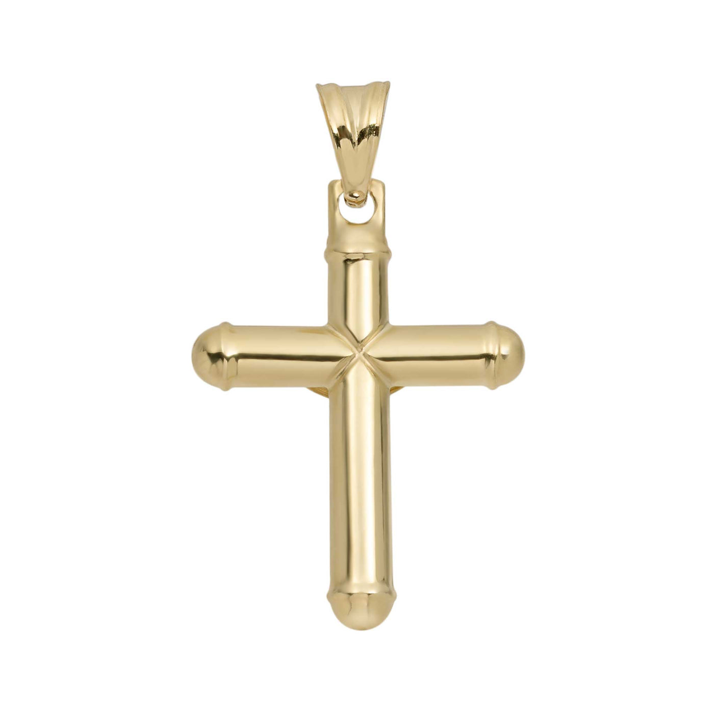 1 3/8" Jesus Crucifix Tube Cross Pendant 10K Yellow Gold