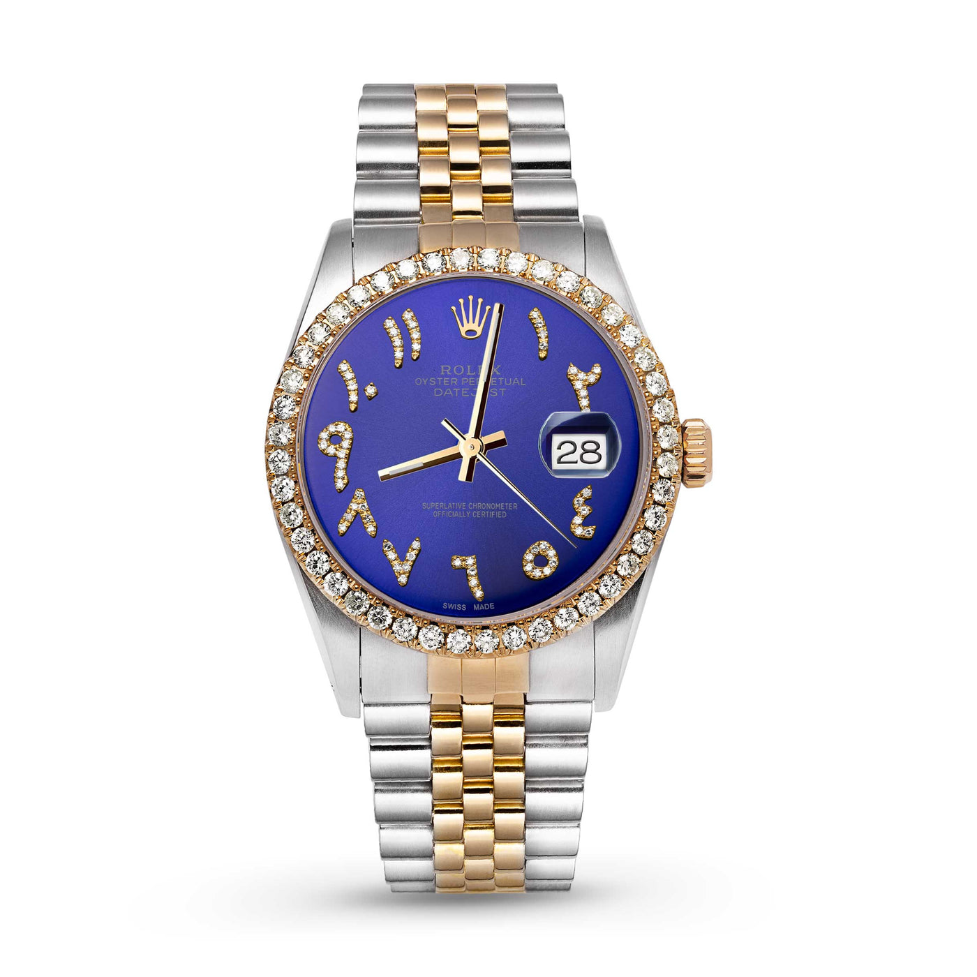 Rolex Datejust Diamond Bezel Watch 36mm Midnight Blue Arabic Dial | 2.15ct