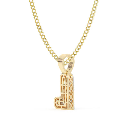 Women's Diamond "L" Initial Letter Necklace 0.26ct Solid 10K Yellow Gold