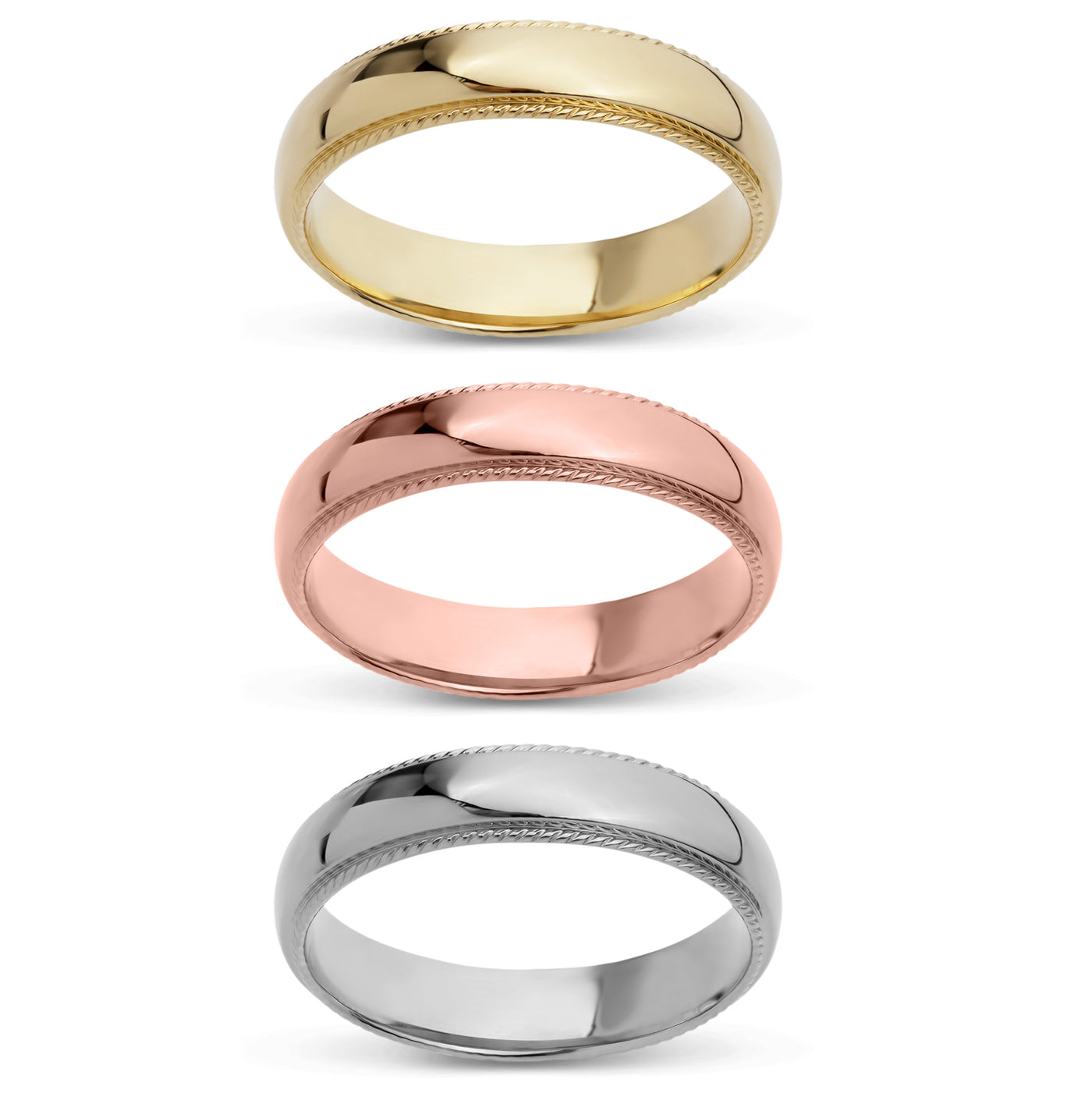 Classic Rope Comfort Fit Wedding Band Gold - Solid