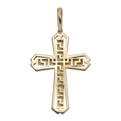 2" Byzantine Cross Crucifix Jesus Pendant 10K Yellow Gold