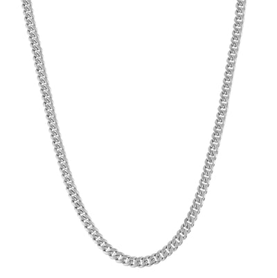 Miami Cuban Link Chain Necklace 10K & 14K White Gold - Hollow