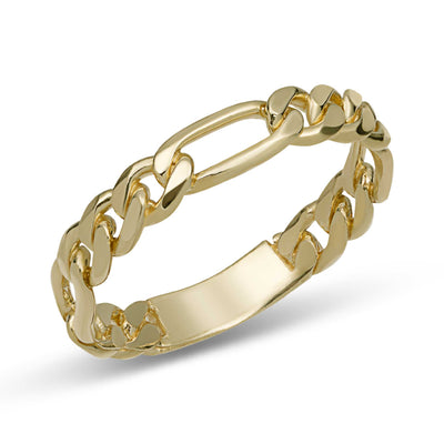 Women's Figaro Link Chain Ring 10K Yellow Gold