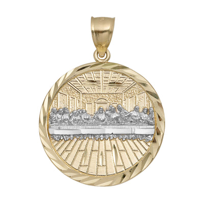 1 1/2" Last Supper Medallion Diamond Cut Pendant Solid 10K Yellow Gold
