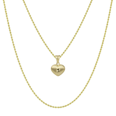 3/4" Reversible Heart Necklace 10K Yellow Gold