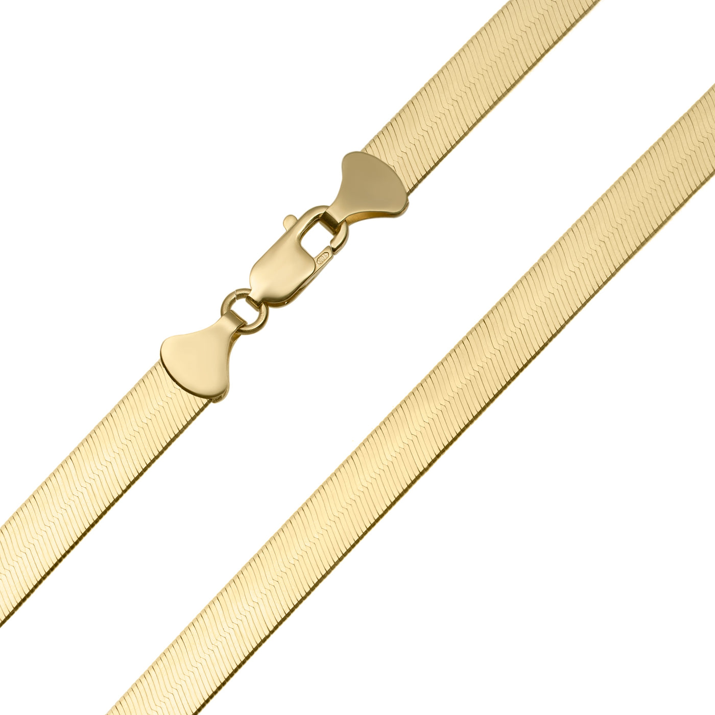 High Polished Herringbone Chain Necklace 10K & 14K Yellow Gold - Solid