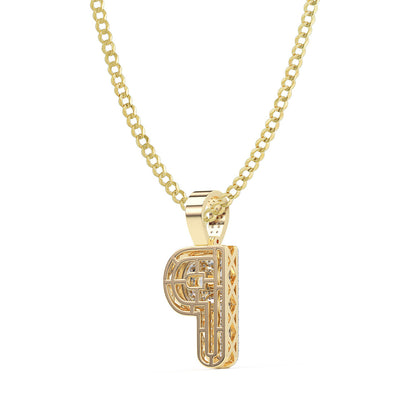 Diamond "P" Initial Letter Necklace 0.32ct Solid 10K Yellow Gold