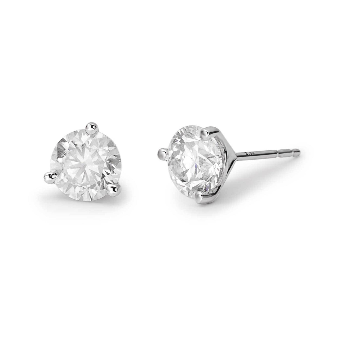 Round Cut Solitaire Diamond Stud Earrings 2.03ctw 14K White Gold