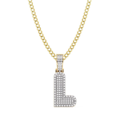 Women's Diamond "L" Initial Letter Necklace 0.26ct Solid 10K Yellow Gold