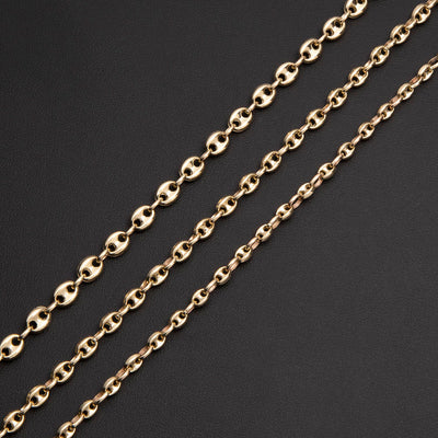 Puffed Gucci Link Chain Necklace 14K Yellow Gold - Hollow