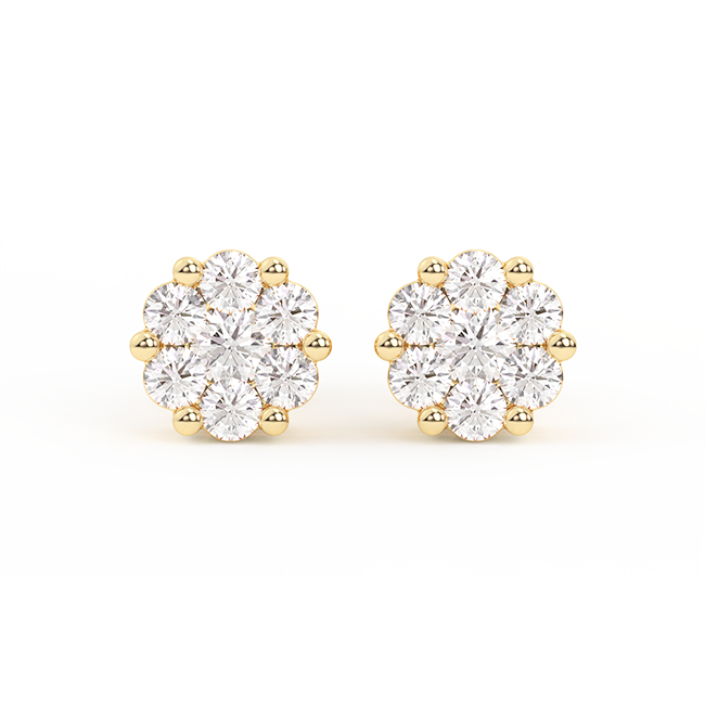 Women's Flower Cluster Diamond Stud Earrings 0.29ct 14K Gold