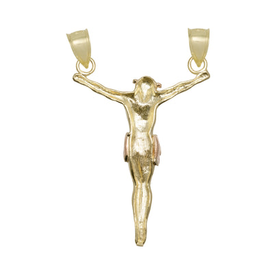 Textured Jesus Crucifix Pendant Solid 10K Yellow Rose Gold