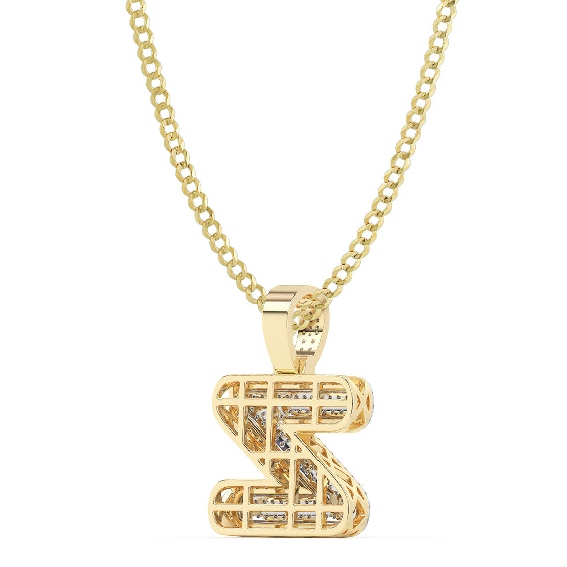 Diamond "Z" Initial Letter Necklace 0.44ct Solid 10K Yellow Gold