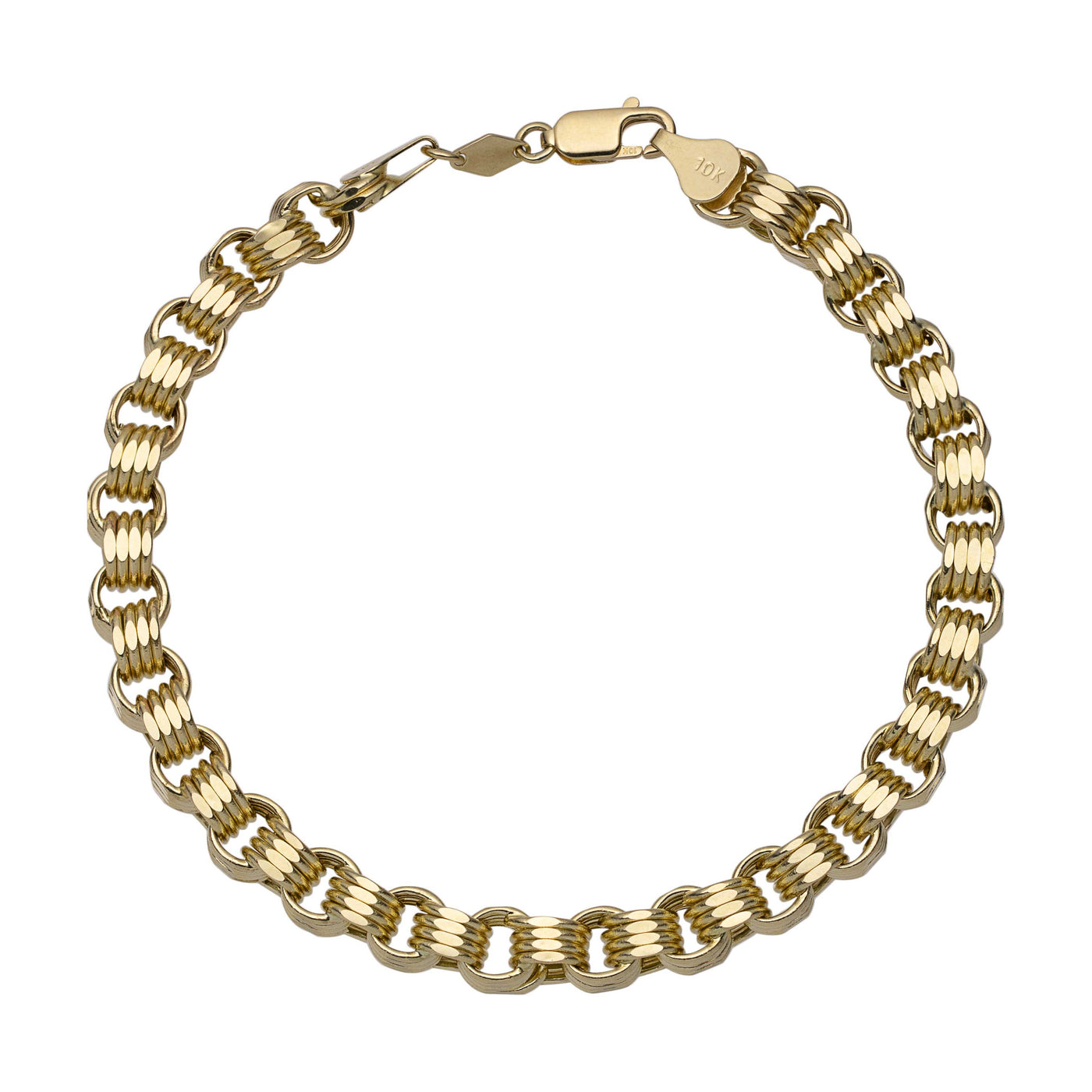 Women's Byzantine Rolo Link Chain Bracelet 10K Yellow Gold - Hollow