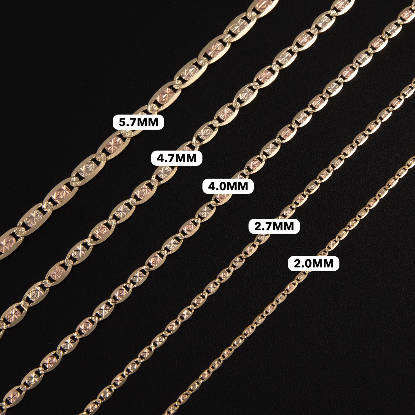Valentino Link Chain Necklace 14K Tri-Color Gold