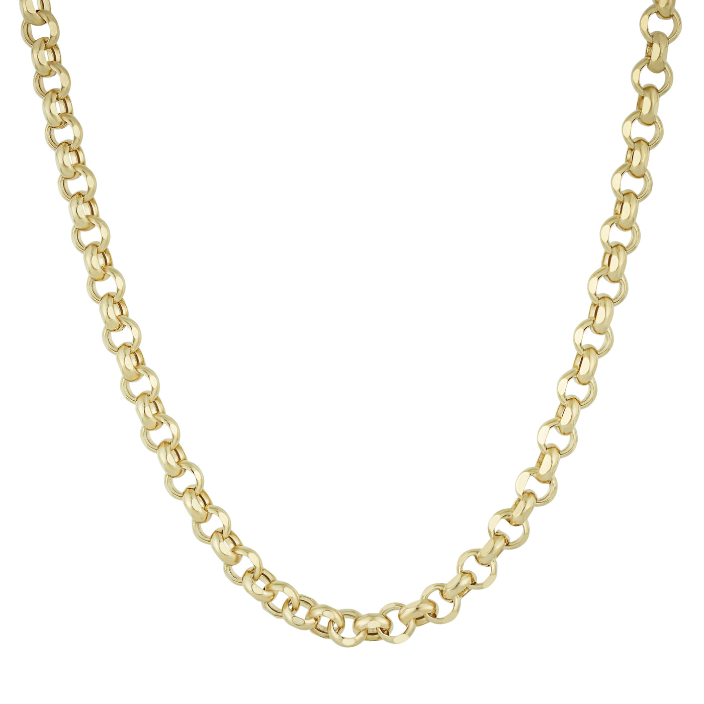 Diamond-Cut Round Rolo Link Chain Necklace 10K Yellow Gold - Hollow
