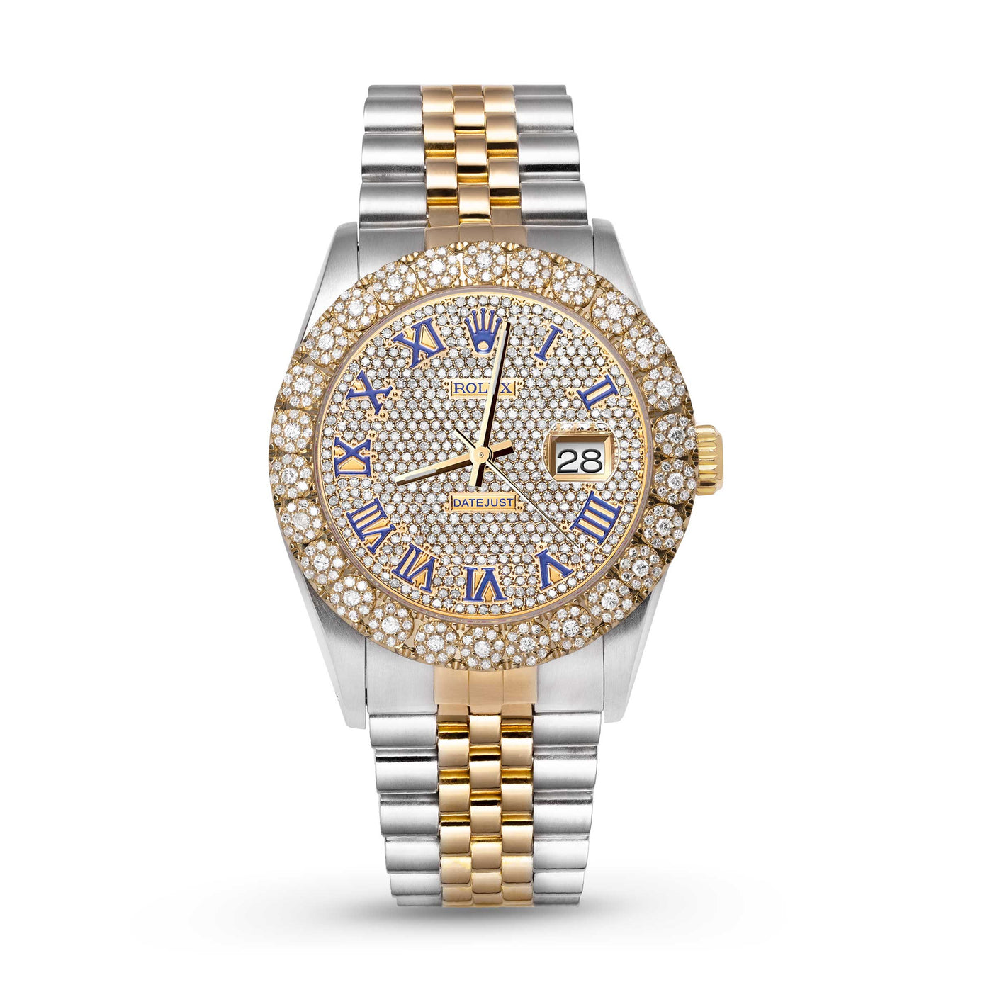 Rolex Datejust Diamond Bezel Watch 36mm Blue Roman Dial | 3.75ct