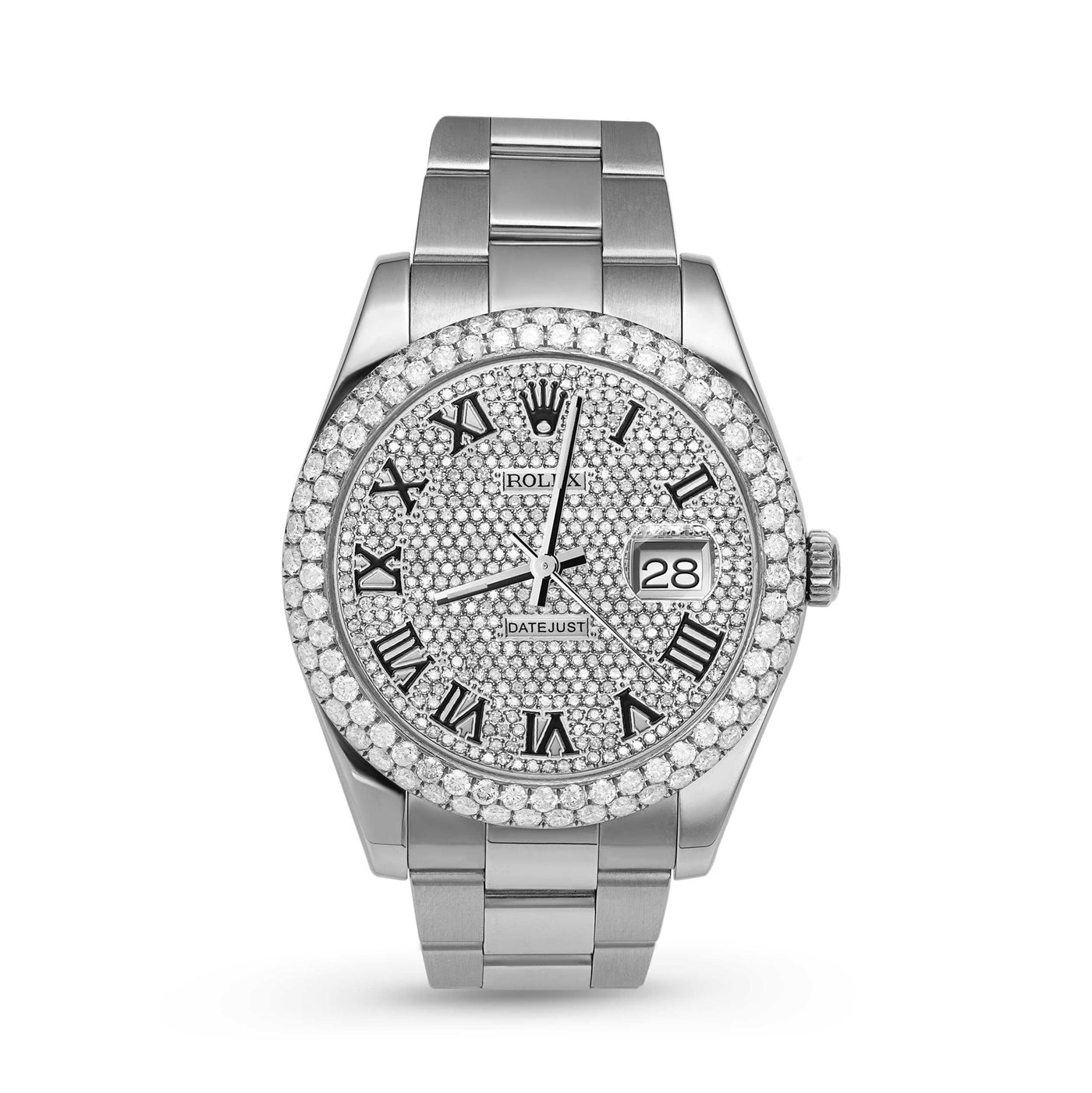 Rolex Datejust Diamond Bezel Watch 41mm Diamond Black Roman Dial | 7.50ct