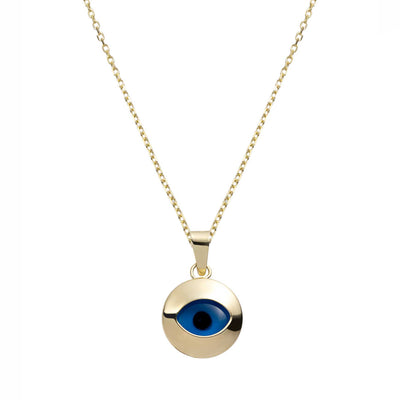 Cutout Evil Eye Pendant Necklace 14K Yellow Gold