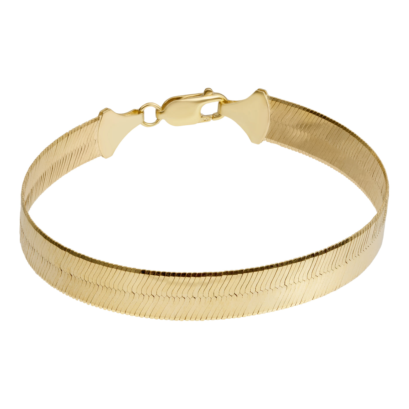 High Polished Herringbone Chain Bracelet 10K & 14K Yellow Gold - Solid