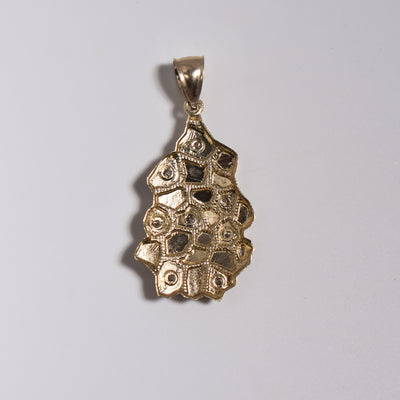 2" CZ Nugget Pendant Solid 10K Yellow Gold