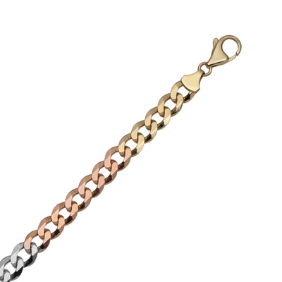 Women's Curb Link Chain Necklace 10K Tri-Color Gold - Solid