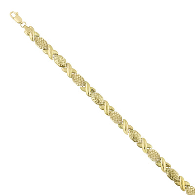 7mm Diamond Cut Hugs & Kisses Stampato Necklace 14K Yellow Gold
