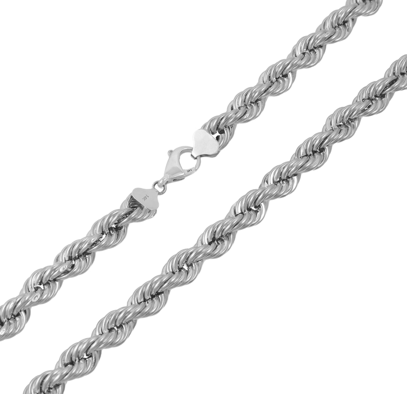 Rope Chain Necklace 14K White Gold - Hollow
