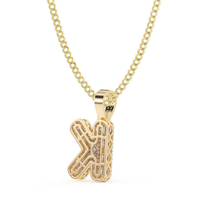 Diamond "K" Initial Letter Necklace 0.40ct Solid 10K Yellow Gold