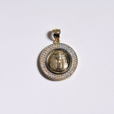 1 1/4" CZ Pharaoh Medallion Pendant 10K Yellow Gold