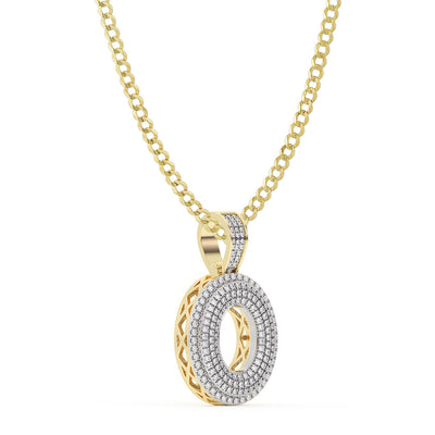 Diamond "O" Initial Letter Necklace 0.38ct Solid 10K Yellow Gold
